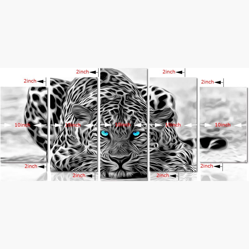 Visual Art Decor Black and White Animal Canvas Wall Art,Abstract Leopard Canvas Prints with Frame,Attractive Leopard Picture Decorative,Easy Hanging On,More Size Optional (16 (10"x16"x2+10"x20"x2+10"x24"x1) - Image 5